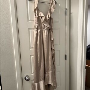 Show Me Your MuMu Tan High Low Ruffle Dress
